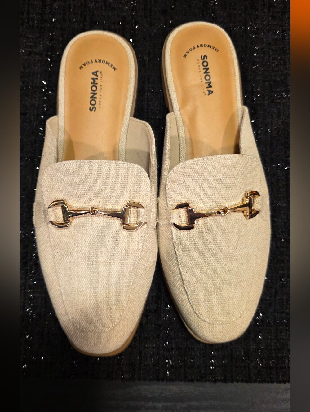 SONOMA Cream Slip-On Loafers with Gold Bit Detail